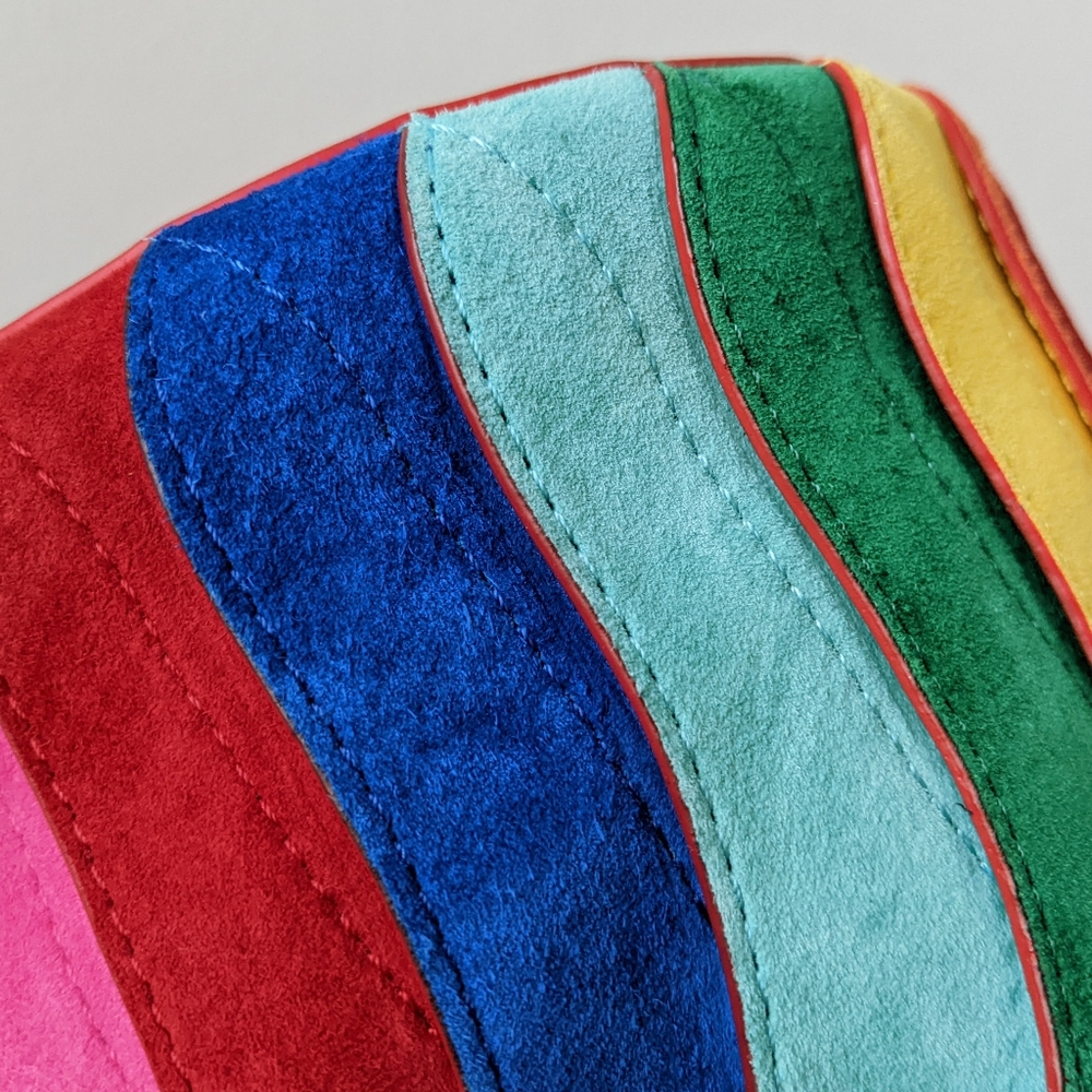 Christian Louboutin Suede Rainbow Marie Jane Bucket Bag - Picture 7 of 11
